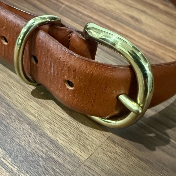 Vintage Donna Katz Brown Leather Belt with Gold Buckle - Picture 3 of 5